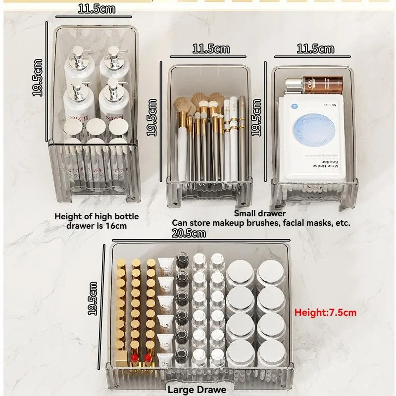 Rak Penyimpanan Berlaci Meja Kalis Debu Berbilang Tingkat Untuk Kosmetik Fail Pejabat - Image 3