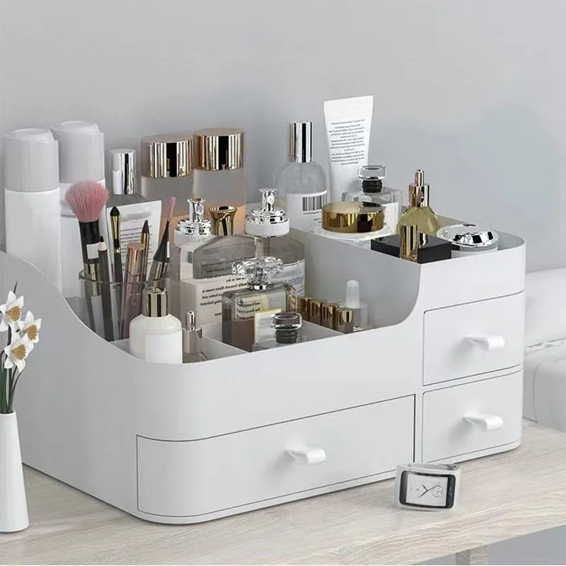 Kotak Simpanan Kosmetik Gaya Laci, Saiz Besar, Pengatur Skincare Plastik Meja - Image 3