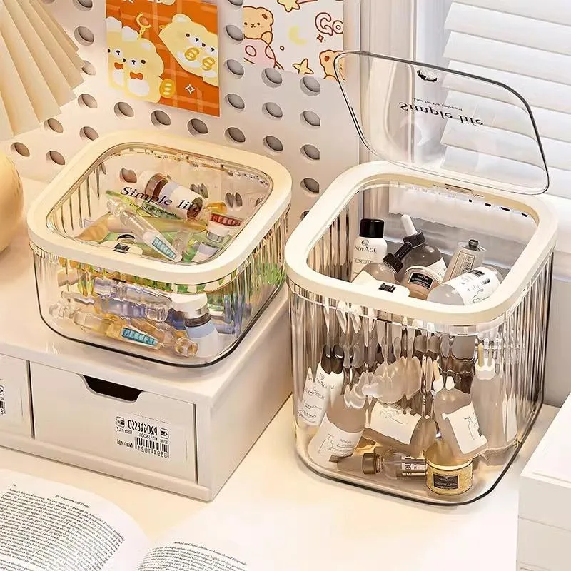 Desktop Storage Box Kosmetik Serum Skrin Box Telus Dengan Penutup Rak Organizer Premium - Image 3