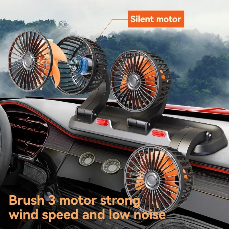 Kipas Kereta 3 Kepala Kipas Elektrik Automotif 12V/24V Untuk Kereta Lori Barang Kenderaan - Image 3