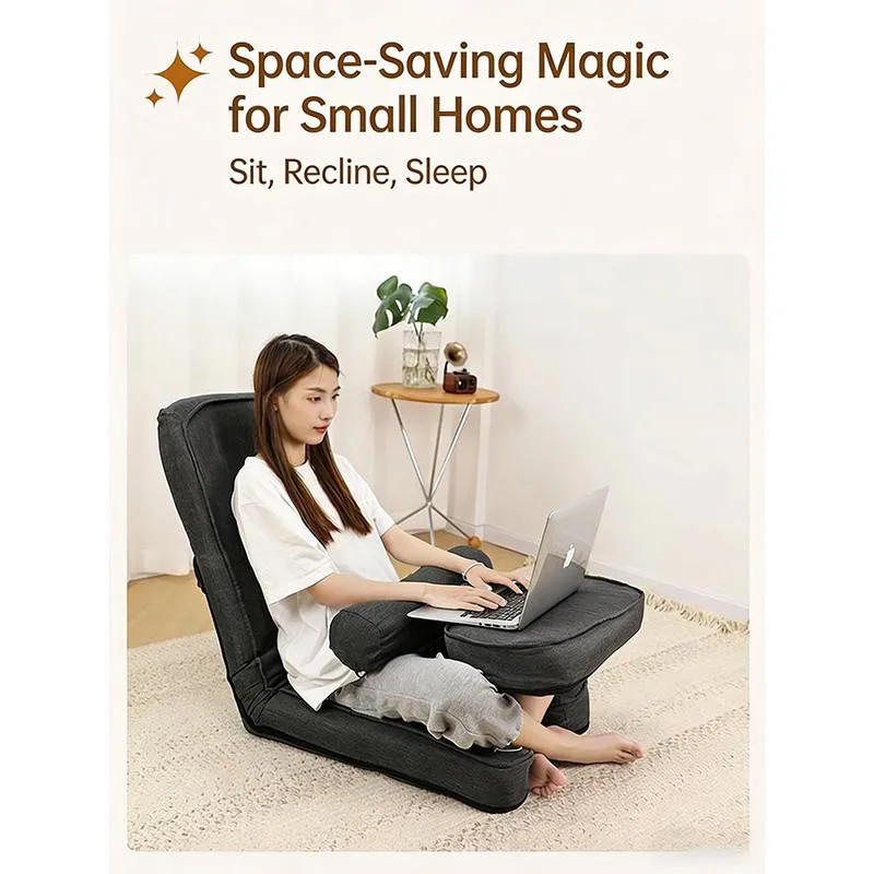 Kerusi Sofa Malas Lipat Ergonomik, Tempat Duduk Lantai Tatami dengan Sandaran untuk Bilik & Rumah - Image 3