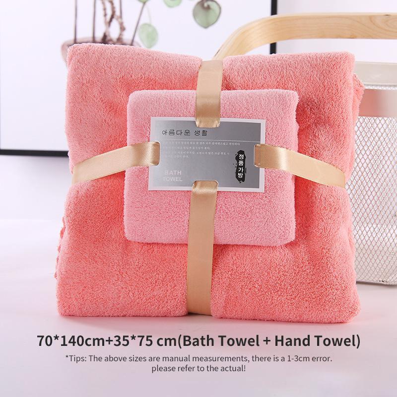 Set Tuala Mandi Coral Fleece Penyerap Air, Tuala Muka Lembut, Tuala Pantai Tebal, Tuala Ibu & Anak - Image 3