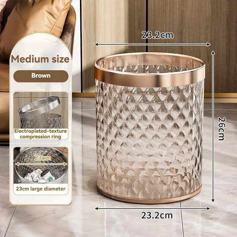 Transparent Trash Can Clear Garbage Bin for Living Room Bathroom Home Waste Basket Bin Sampah - Image 3
