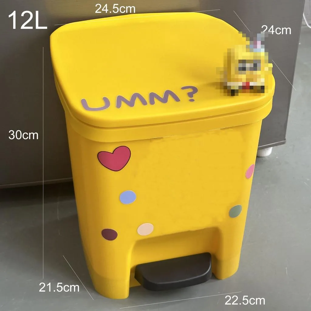 Cartoon Pedal Trash Can Large Capacity Cute Bin For Home Living Room Tong Sampah - Image 3