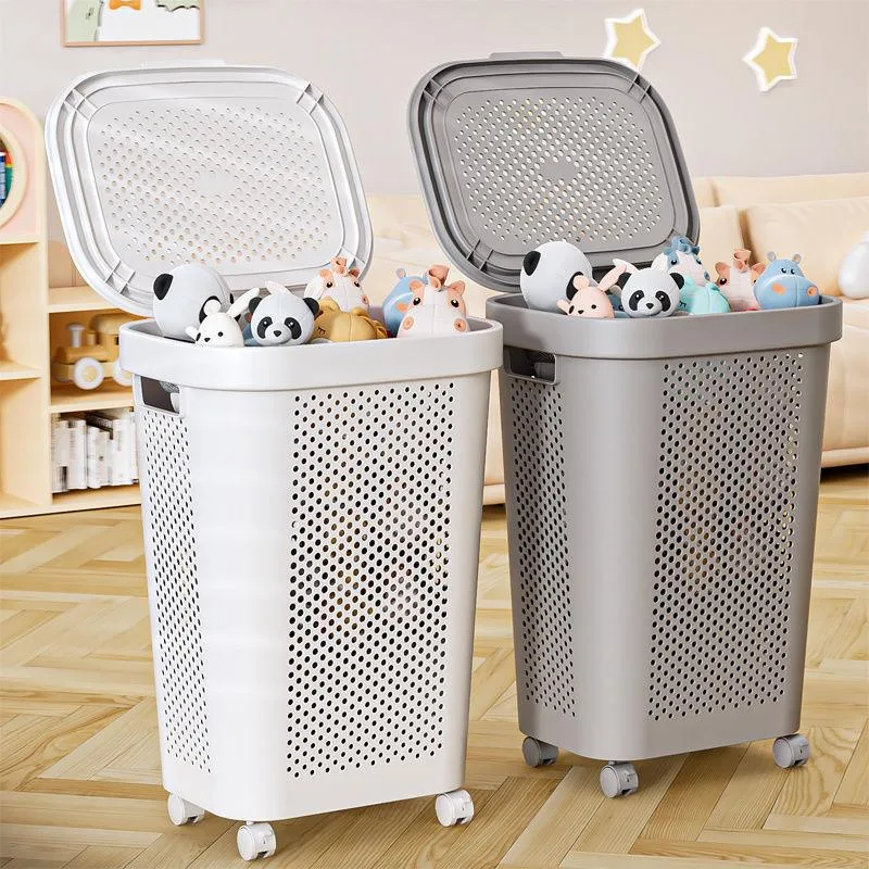 Lidded Large Laundry Hamper Dirty Clothes Storage Basket For Bathroom Washroom Home Use Bakul Pakaian Kotor - Image 3
