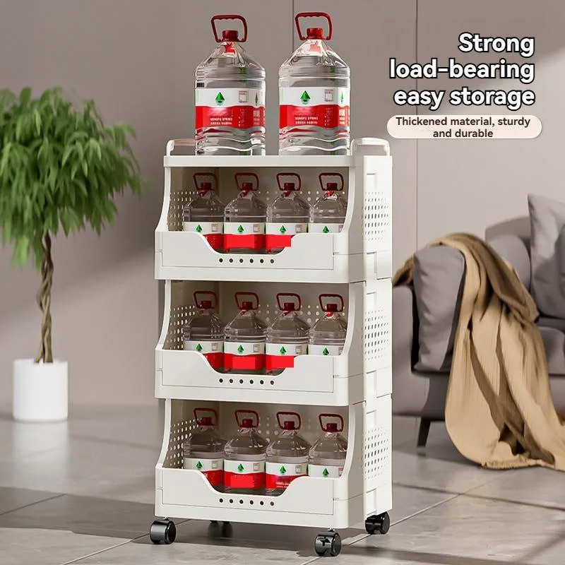 Mobile Narrow Gap Storage Cart Multi-Tier Rolling Organizer Shelf Floor Standing Trolley For Living Room Rak Simpanan - Image 3