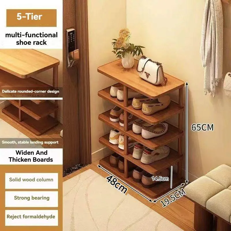 Tool-Free Assembly Vertical Shoe Rack Narrow Multi Layer Staggered Footwear Organizer For Doorway Small Home Rak Kasut - Image 3