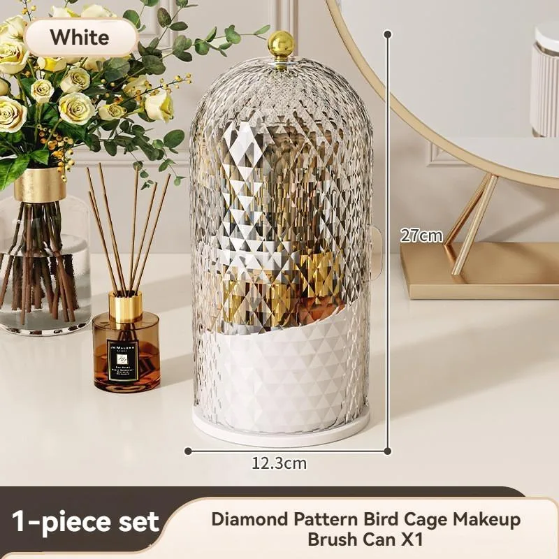 Clear Rotating Makeup Organizer Desktop Compartment Storage Box With Lid Dustproof Rak Kosmetik Berputar - Image 3