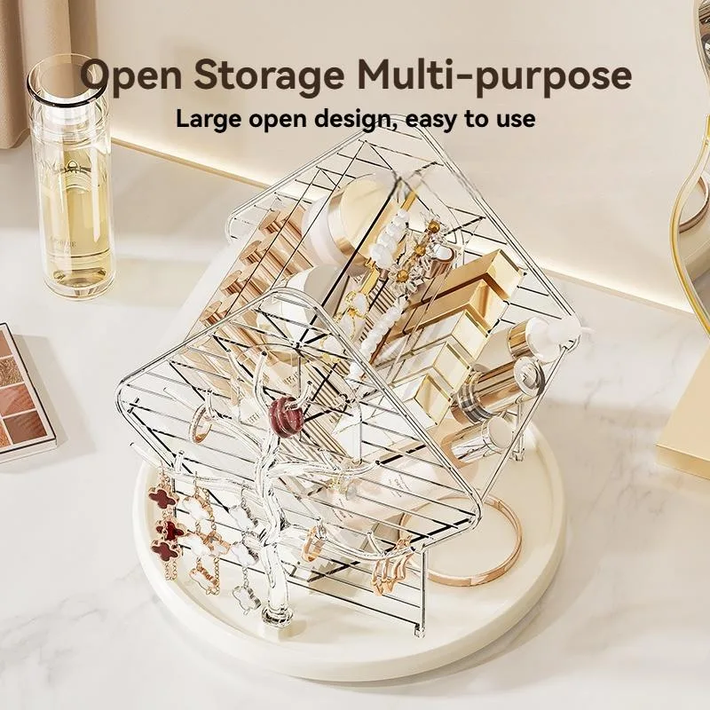 Rotating Makeup Organizer Desktop Cosmetic Storage Box Lipstick Eyeshadow Holder Rak Kosmetik Berputar - Image 3