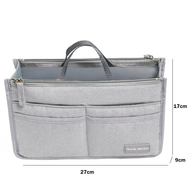 Double Zipper Bag In Bag Organizer Travel Makeup Cosmetic Pouch Insert Beg Penyimpanan Dalam Untuk Alat Solek - Image 3