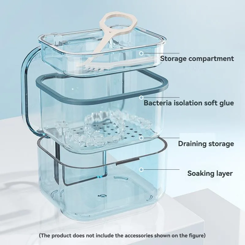 Portable Retainer Case Aligner Denture Storage Box Ventilated Layered Travel Organizer Bekas Penyimpanan Alat Gigi - Image 3