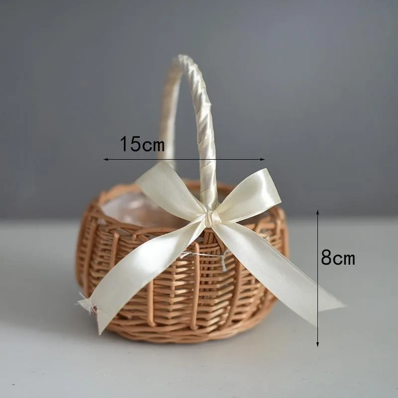 Handmade Woven Willow Basket Flower Girl Gift Storage Rattan Bamboo Organizer Bakul Anyaman Buluh Bertangkai - Image 3