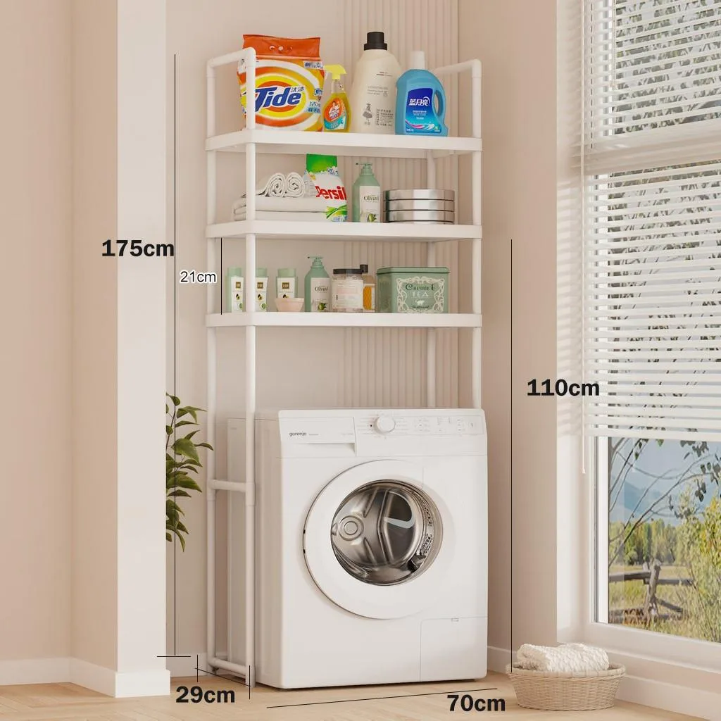 Laundry Room Storage Rack Over Washing Machine Organizer Shelf Metal Frame Rak Penyimpanan Atas Mesin Basuh - Image 3