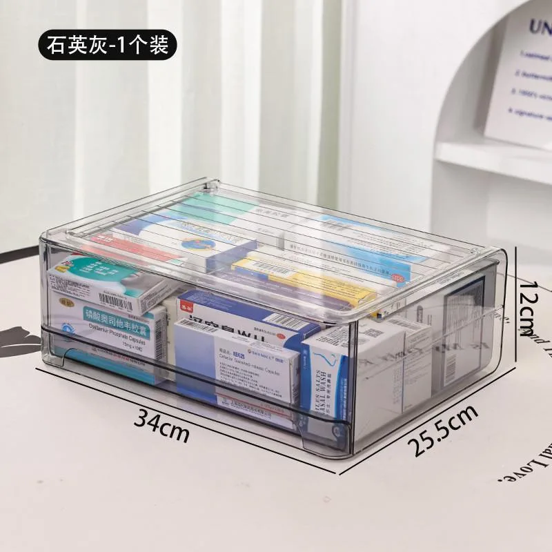 Drawer Style Medicine Box Transparent First Aid Kit Family Pharmaceutical Storage Kotak Ubat Berlaci Lutsinar - Image 3