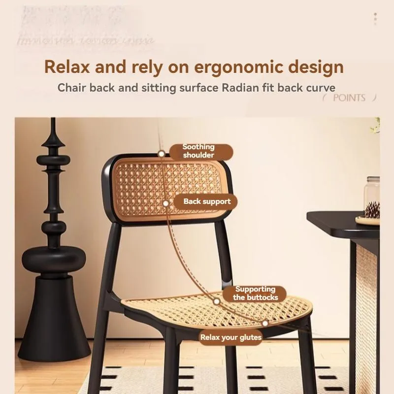 Imitation Rattan Chair Plastic Stackable Backrest Chair No Assembly Required Kerusi Rotan Plastik - Image 3