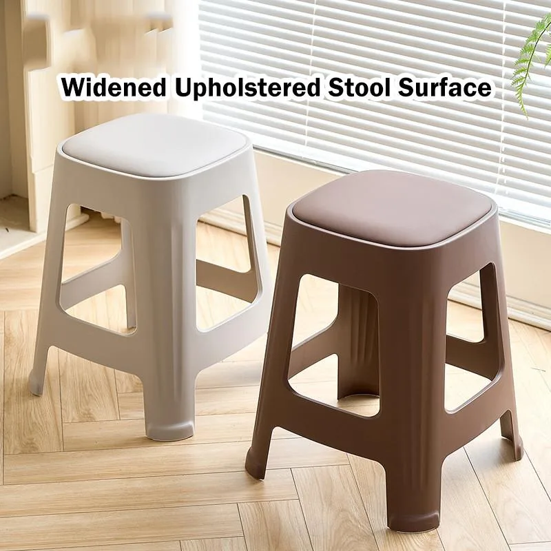 Stackable Plastic Dining Chair Light Luxury Square Stool For Home Kitchen Kerusi Plastik - Image 3