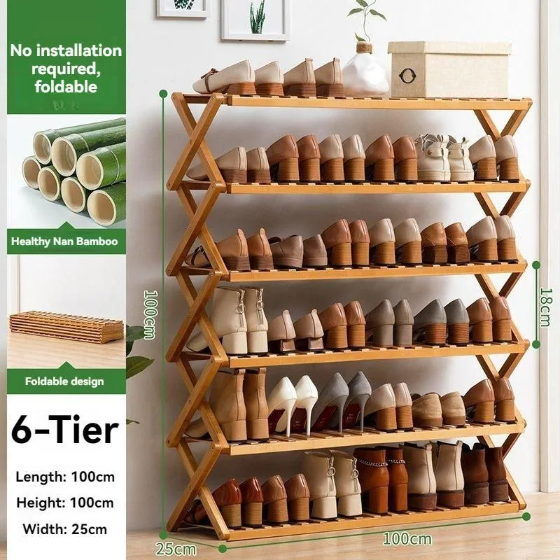 Foldable Shoe Rack Multi Tier Entryway Organizer No Assembly Space Saving Compact Home Storage Rak Kasut - Image 3