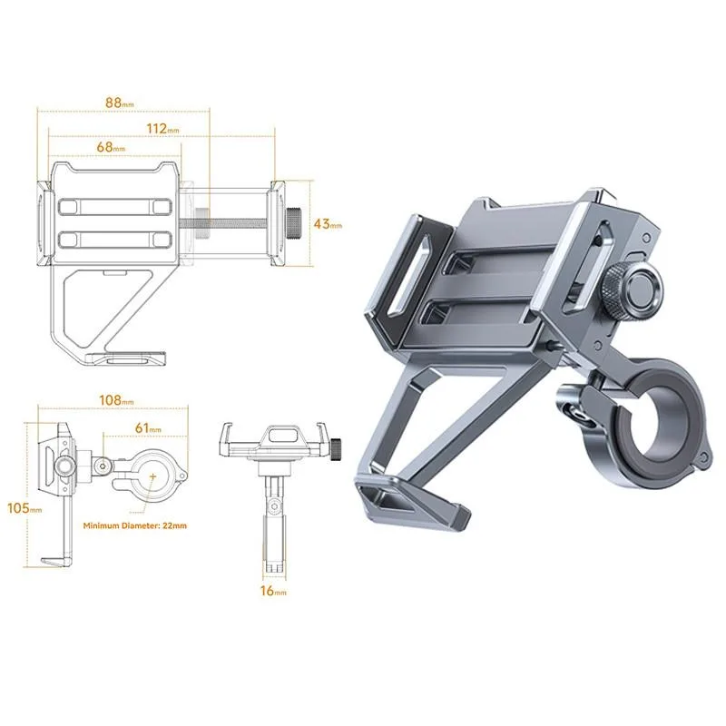 Shockproof Handlebar Phone Navigation Mount For Motorcycle Electric Bike And Bicycle Riding Pemegang Telefon - Image 3