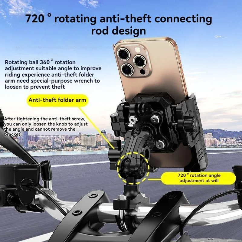 One Click Lock Shockproof Phone Navigation Mount For Electric Bike Motorcycle Food Delivery Riding Pemegang Telefon - Image 3