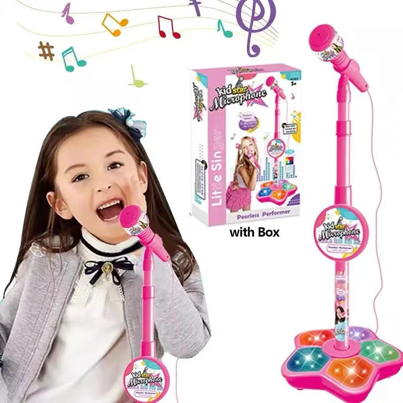 Mikrofon Kanak-Kanak dengan Pendiri, Mainan Nyanyian Karaoke Berdiri Simulasi Bayi - Image 3