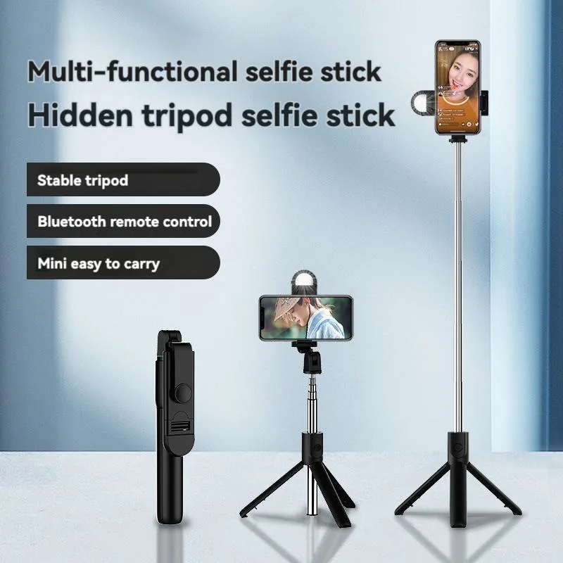Tripod Selfie Stick dengan Alat Kawalan Bluetooth, Serbaguna Mudah Alih untuk Siaran Langsung & Foto - Image 3