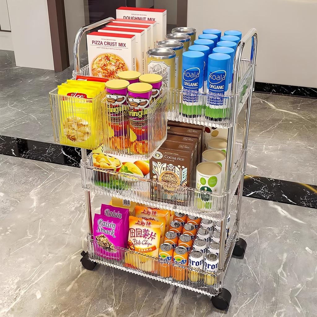 Trojli Berlapis Mudah Alih dengan Roda, Rak Simpanan Minuman untuk Dapur & Bilik Air - Image 3