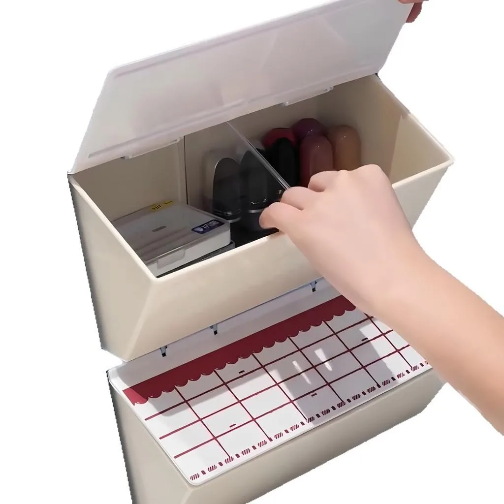 Desktop Storage Box With Lid Dustproof Compartment Organizer For Office Vanity Makeup Stationery Organizer Desktop - Image 3