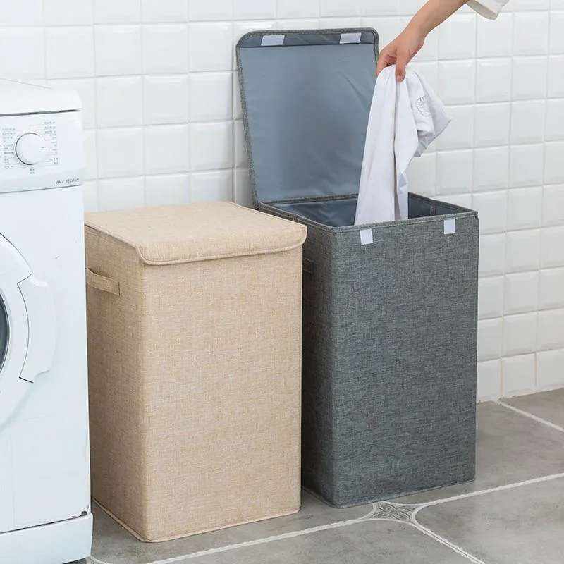 Foldable Fabric Laundry Basket Cotton Linen Dirty Clothes Hamper Large Capacity Home Storage Bin Bakul Dobi - Image 3
