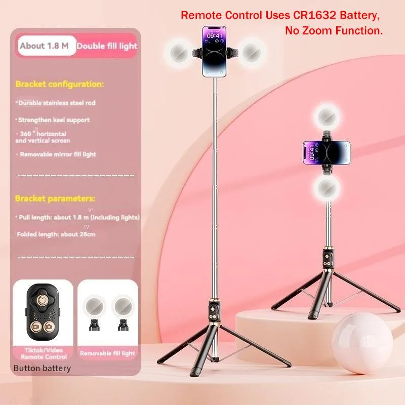 Selfie Stick Bluetooth 1.7M dengan Tripod & Alat Kawalan Jauh, Sesuai untuk TikTok Live, Fotografi & Tapak Telefon - Image 3