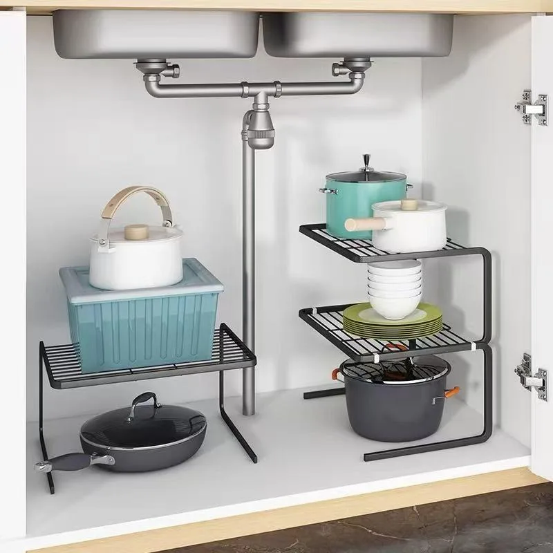 Rak Bertingkat Kaunter Dapur, Pengatur Peralatan Dapur dengan Rak Pelbagai Aras & Kabinet - Image 3