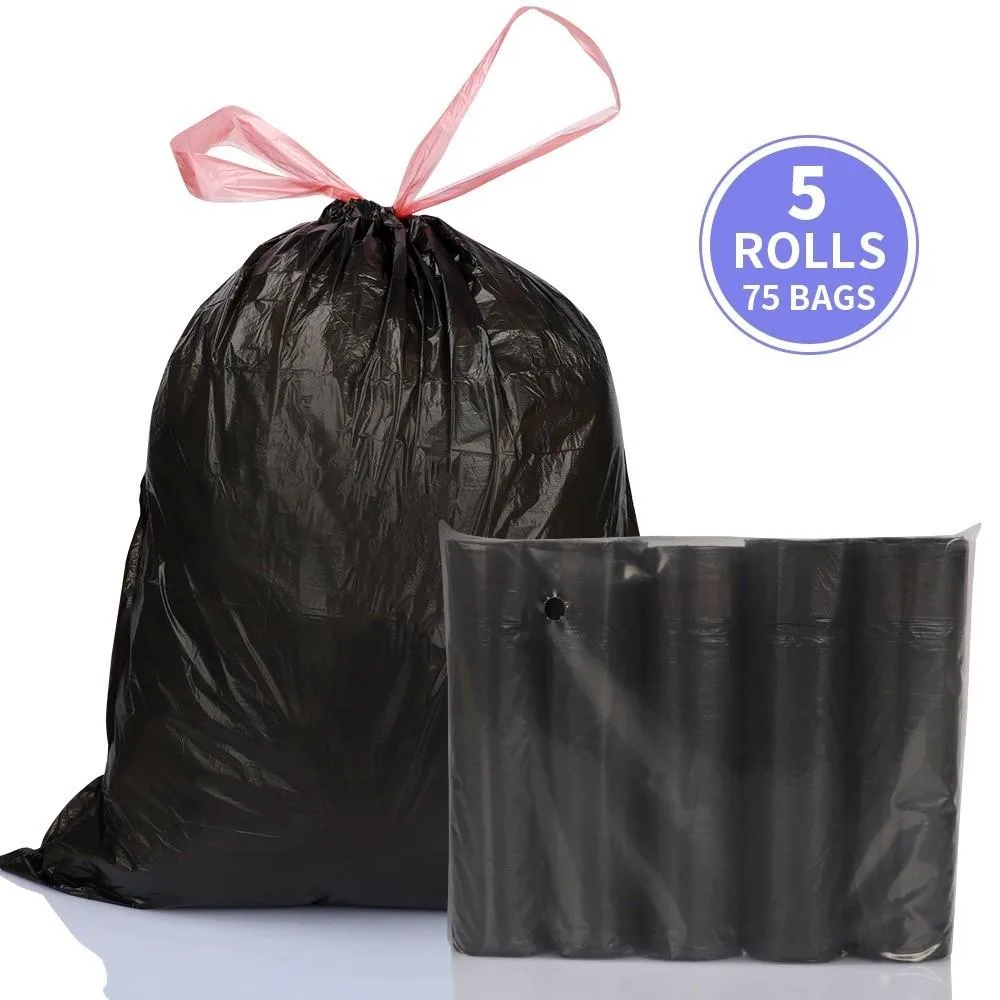 Beg Sampah Bertali 75PCS Pakai Buang, Beg Sampah & Simpanan untuk Pembersihan Rumah & Dapur - Image 3