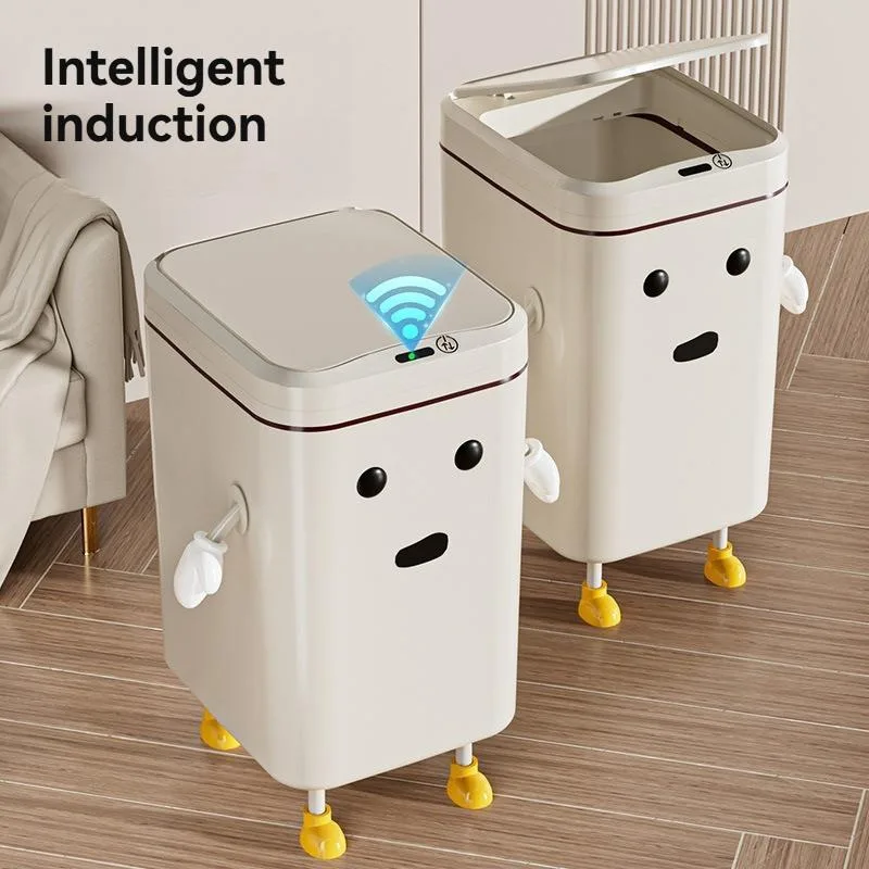 Tong Sampah Pintar Baharu dengan Penutup, Tong Sampah Elektrik Automatik Gaya Mewah untuk Bilik Air - Image 4