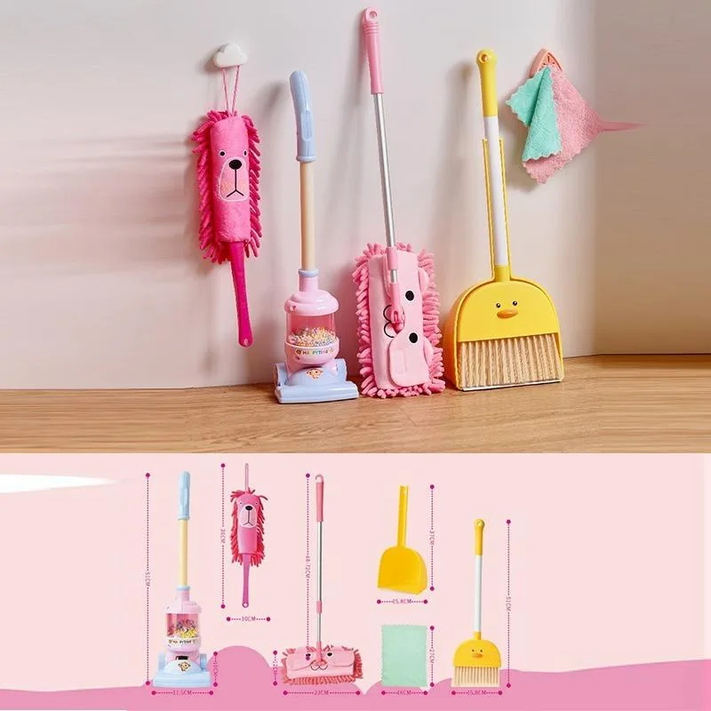 Set Mainan Edukasi Main Peranan Kanak Kanak Itik Kuning Comel Penyapu Pengorek Vacuum Mop - Image 4