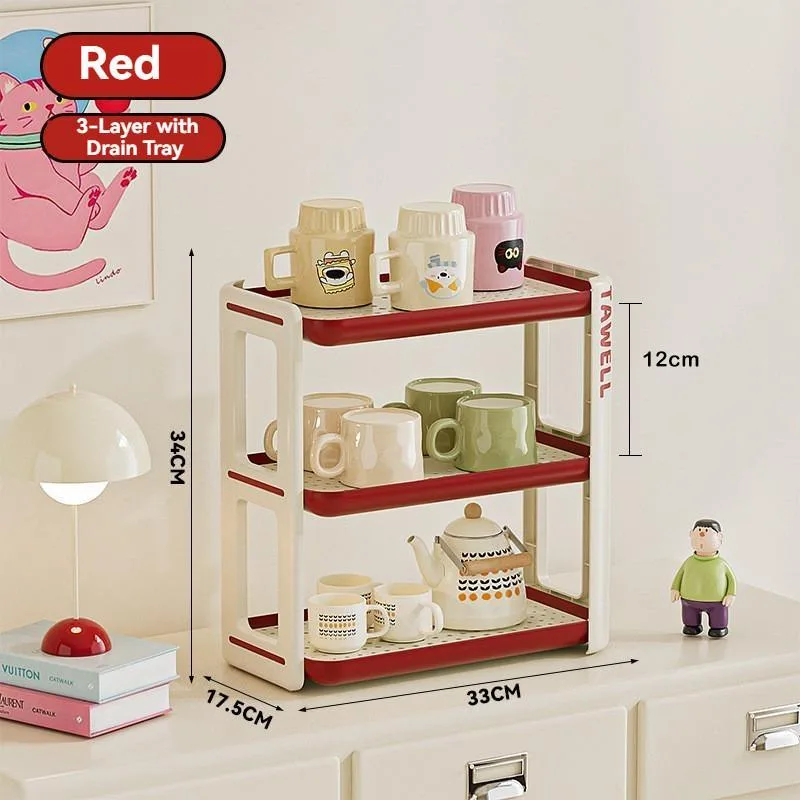 Rak Cawan Premium 2 Tingkat Kapasiti Besar Peniris Air Untuk Meja Dapur Rumah - Image 4