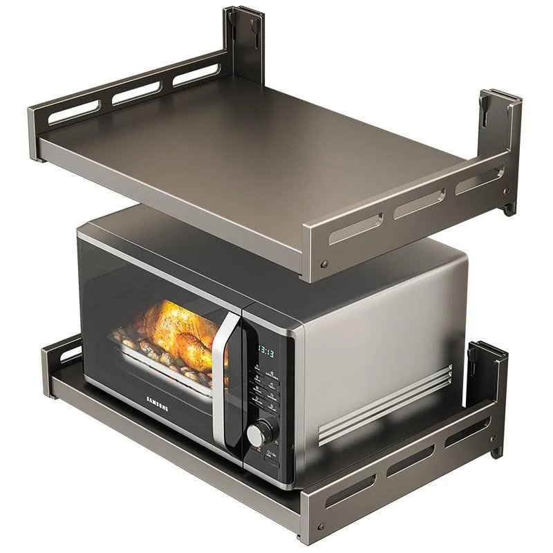 Tanpa Gerudi Lekap Dinding Rak Microwave Dapur Penyimpanan Oven Penanak Nasi Pembuat Kopi - Image 4