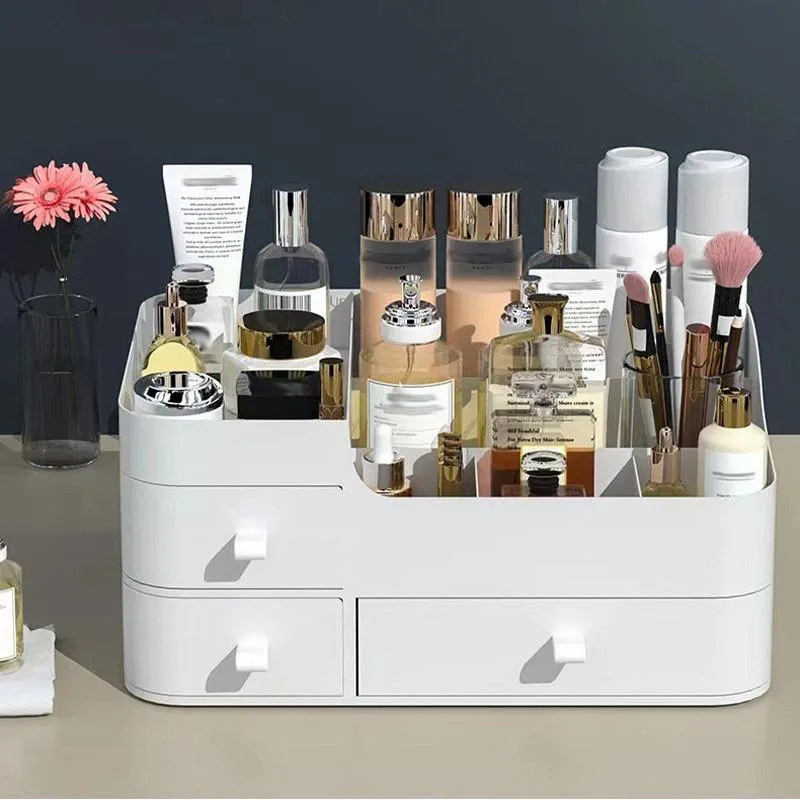 Kotak Simpanan Kosmetik Gaya Laci, Saiz Besar, Pengatur Skincare Plastik Meja - Image 4