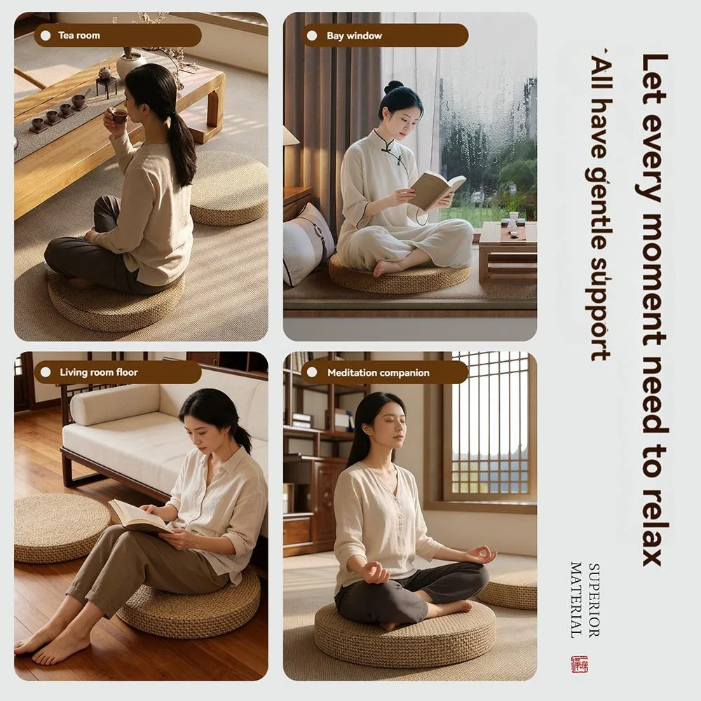 Kusyen Meditasi Gaya Jepun Boleh Cuci Untuk Rumah Tingkap Balkoni Tatami Tebal - Image 4
