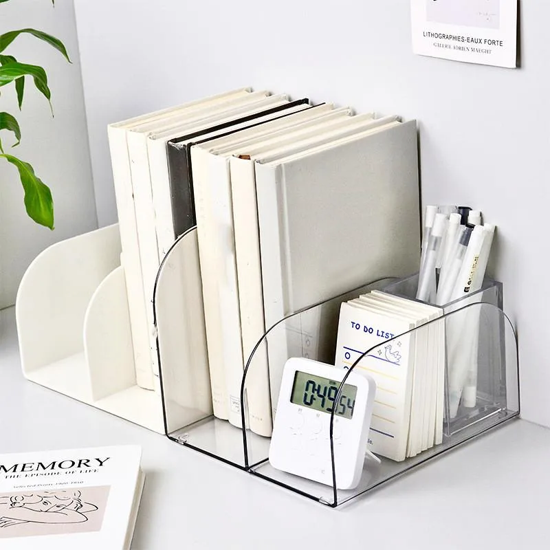 Rak Buku Lutsinar Desktop Kotak Penyimpanan Fail Buku Organizer Meja Pelajar - Image 4