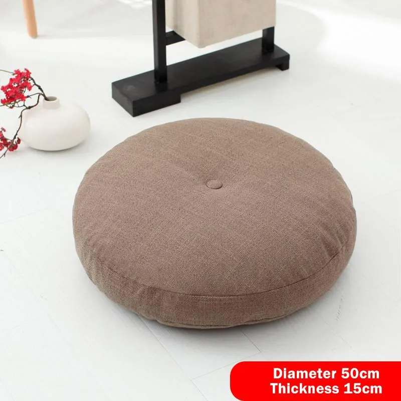 Cushion Duduk Bulat Kapas Linen Tebal Jenis Jepun Untuk Taman Tepi Tingkap Tatami Lantai Boleh Tanggal Basuh - Image 4