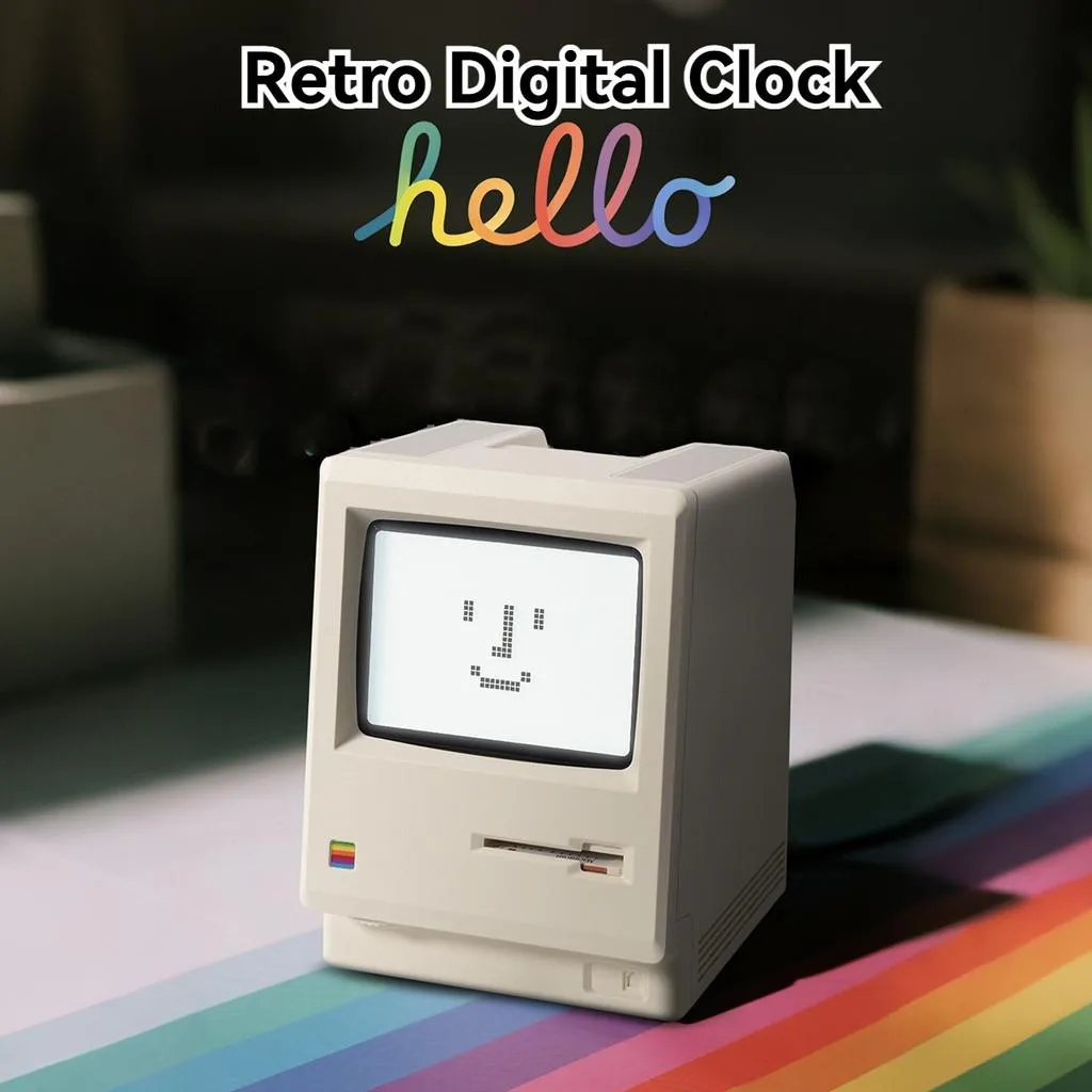 Jam Penggera Digital Retro, Reka Bentuk Klasik & Gaya Teknologi Moden, Jam Meja Hiasan, Produk Baru - Image 4