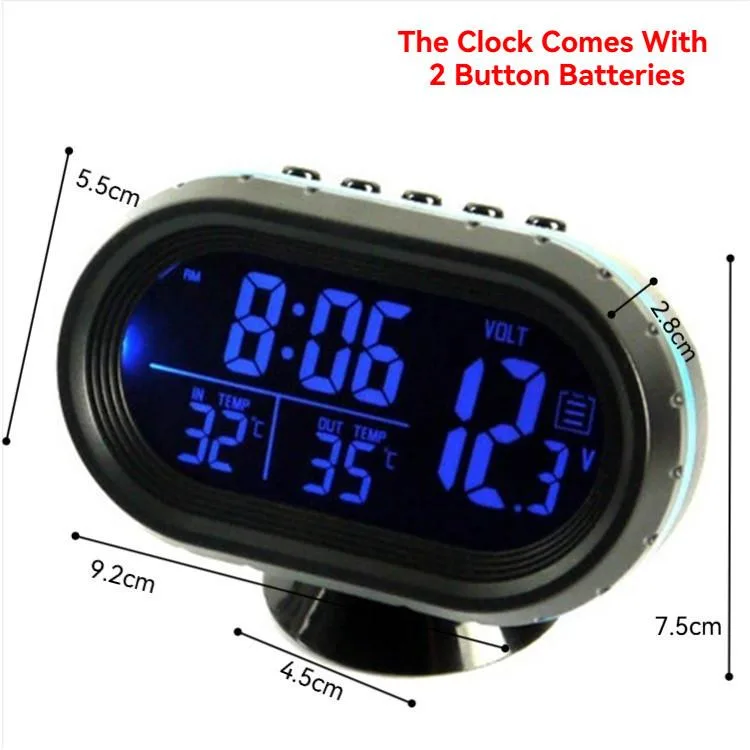 Jam Digital Dashboard Kereta Dengan Lampu Malam & Penunjuk Suhu, Aksesori Dalaman Auto - Image 4