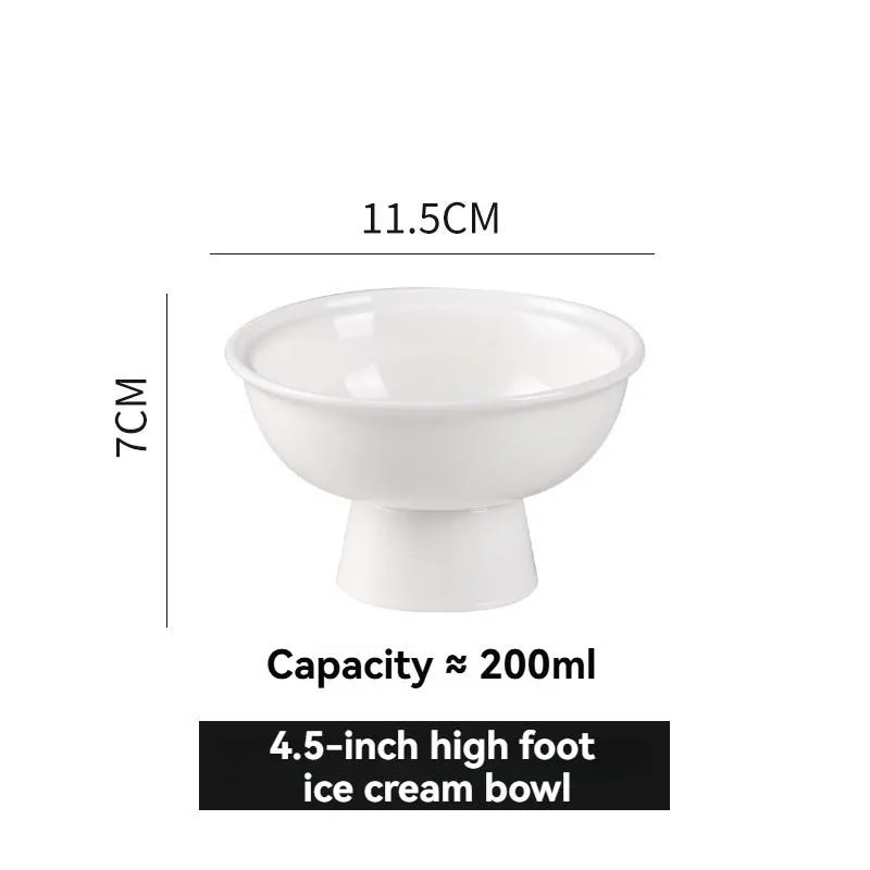 Pure White Footed Dessert Bowl Ice Cream Yogurt Cup Home Elegant Pedestal Mangkuk Manisan - Image 4