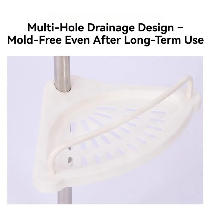 Drill Free Corner Rack Adjustable Stainless Steel Bathroom Floor Organizer Rak Bilik Mandi Boleh Dilaraskan - Image 4