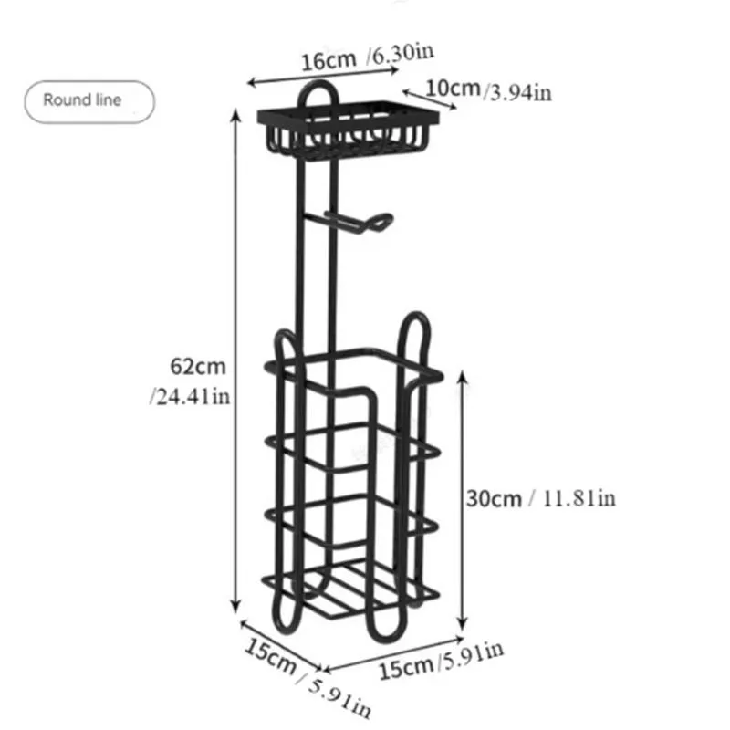 Drill Free Floor Toilet Paper Stand Bathroom Phone Holder Storage Organizer Pemegang Tisu - Image 4