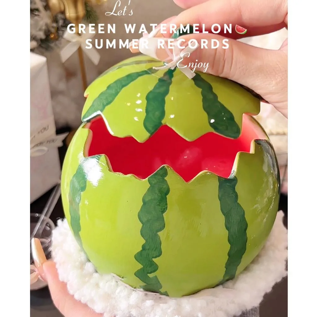 Watermelon Ceramic Noodle Bowl With Lid Large Soup Salad Dessert Serving Bowl Mangkuk Pencuci Mulut Seramik - Image 4