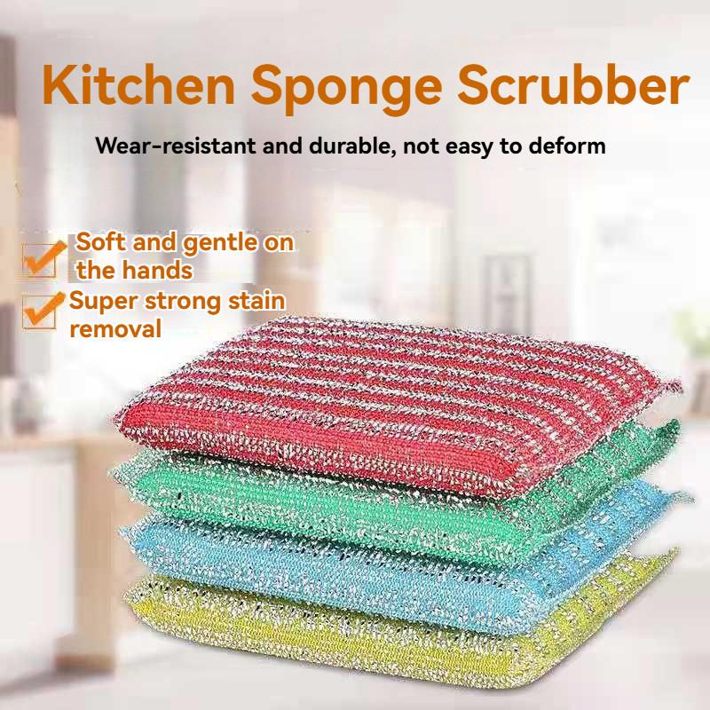 Heavy Duty Absorbent Dish Sponge Thick Scrub Pad Kitchen Oil Grease Cleaner Span Pembersih Dua Muka - Image 4
