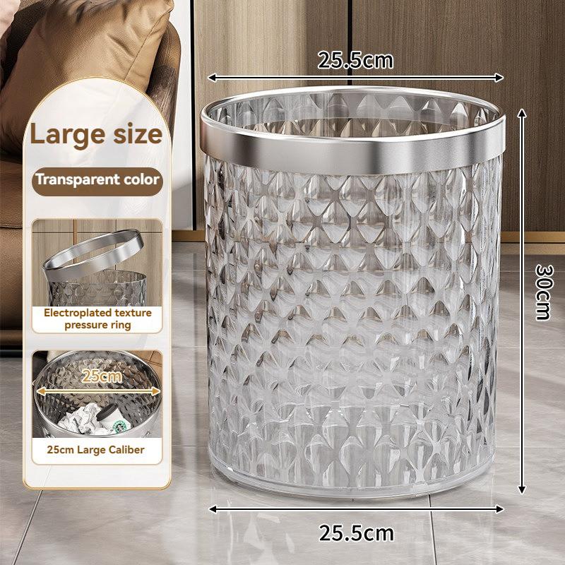 Transparent Trash Can Clear Garbage Bin for Living Room Bathroom Home Waste Basket Bin Sampah - Image 4