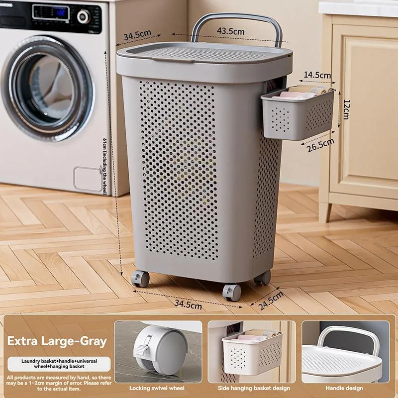 Lidded Large Laundry Hamper Dirty Clothes Storage Basket For Bathroom Washroom Home Use Bakul Pakaian Kotor - Image 4