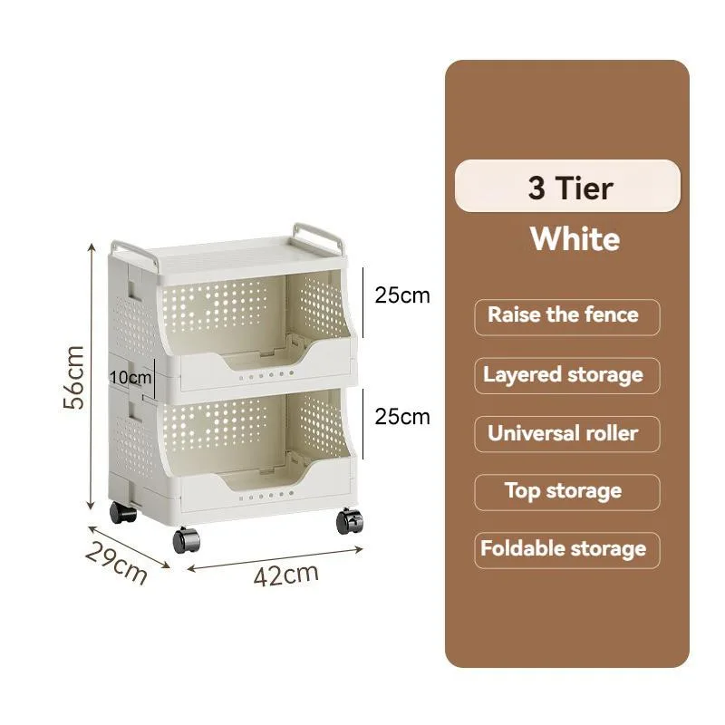 Mobile Narrow Gap Storage Cart Multi-Tier Rolling Organizer Shelf Floor Standing Trolley For Living Room Rak Simpanan - Image 4