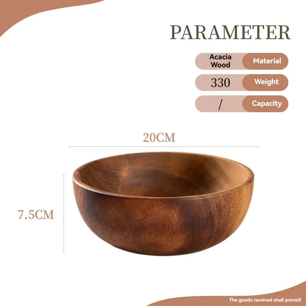 Large Wooden Salad Bowl Unbreakable Ramen Soup Bowl for Household Use Mangkuk Salad - Image 4
